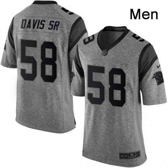Mens Nike Carolina Panthers 58 Thomas Davis Limited Gray Gridiron NFL Jersey